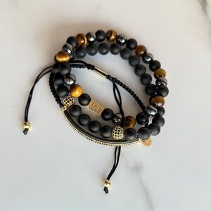 Black Onyx & Tiger Eye Bracelet Set (8mm beads)